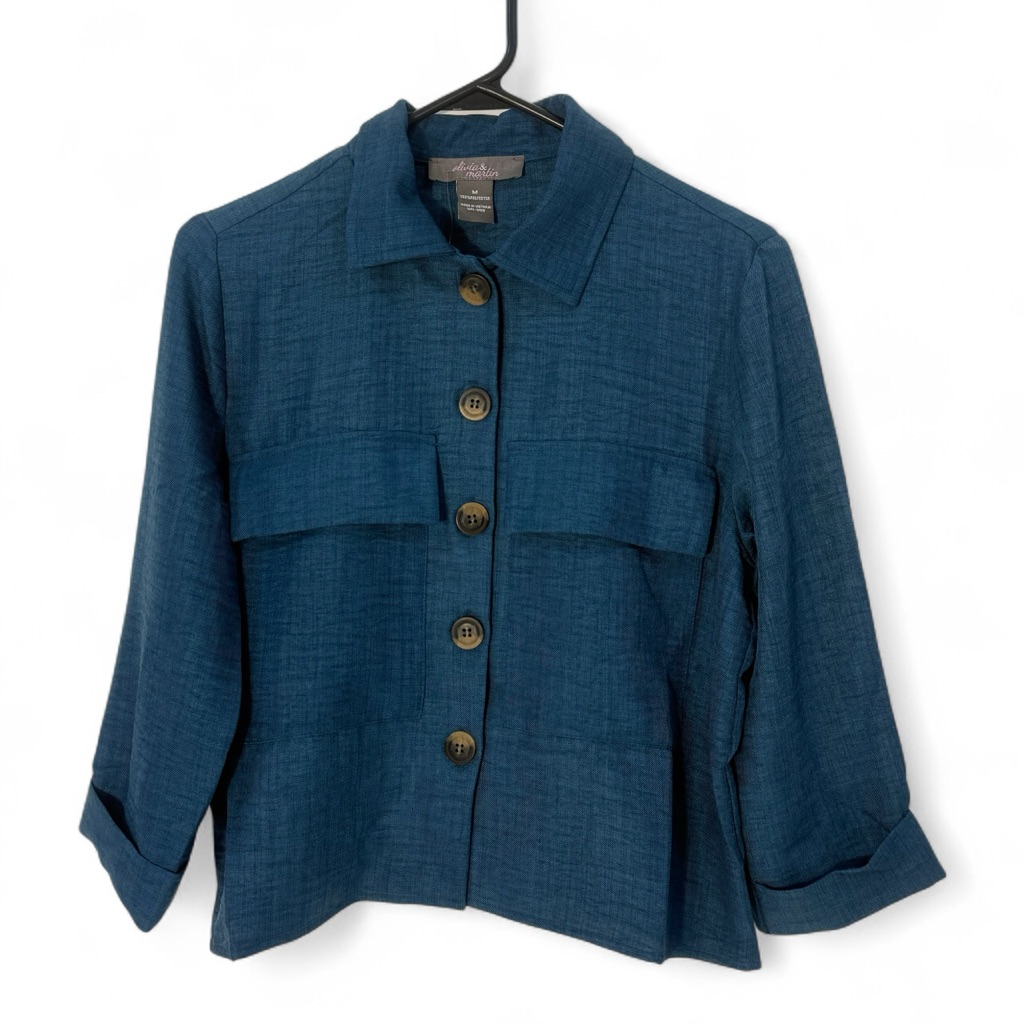 Olivia  Martin Blue Teal ButtonUp Jacket Brand New Medium